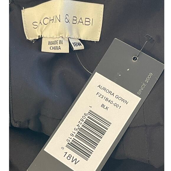 Sachin + Babi Womens Black Aurora Short Flutter Sleeve Gown Size 18W NEW - Picture 8 of 8